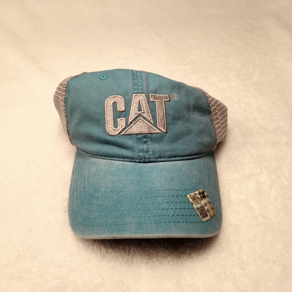 NWT CAT (Caterpillar) Teal and Gray Ladies Baseball Hat